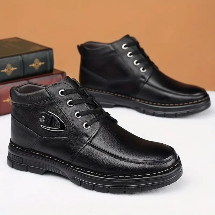 Severino Soft Leather Ankle Boots, view 2 - Elena Harper