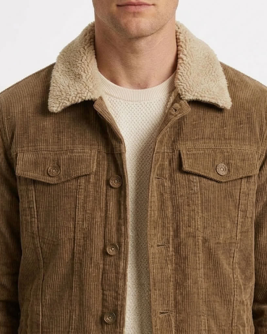 Quilted Jacket with Fine Ribbing for Men