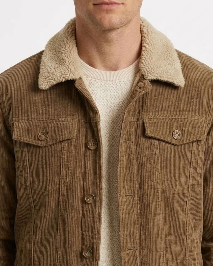 Quilted Jacket with Fine Ribbing for Men