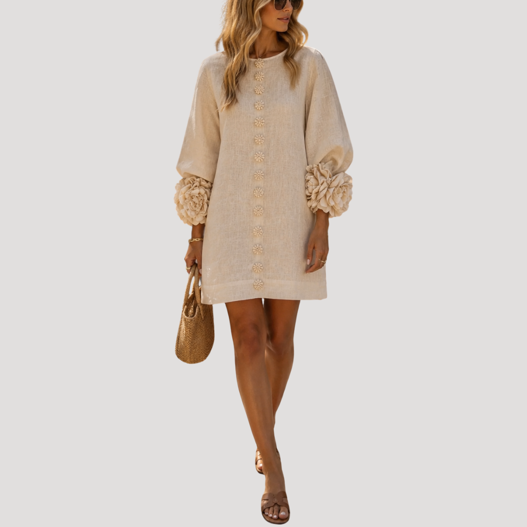 Women's Flared Mini Button Dress