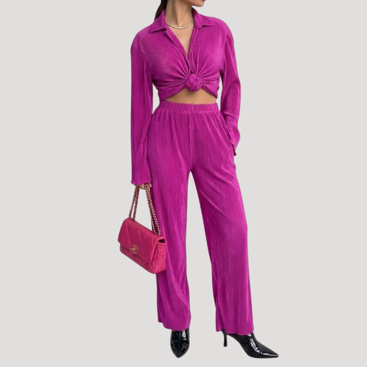 Women's Pleated Shirt and Pants Set