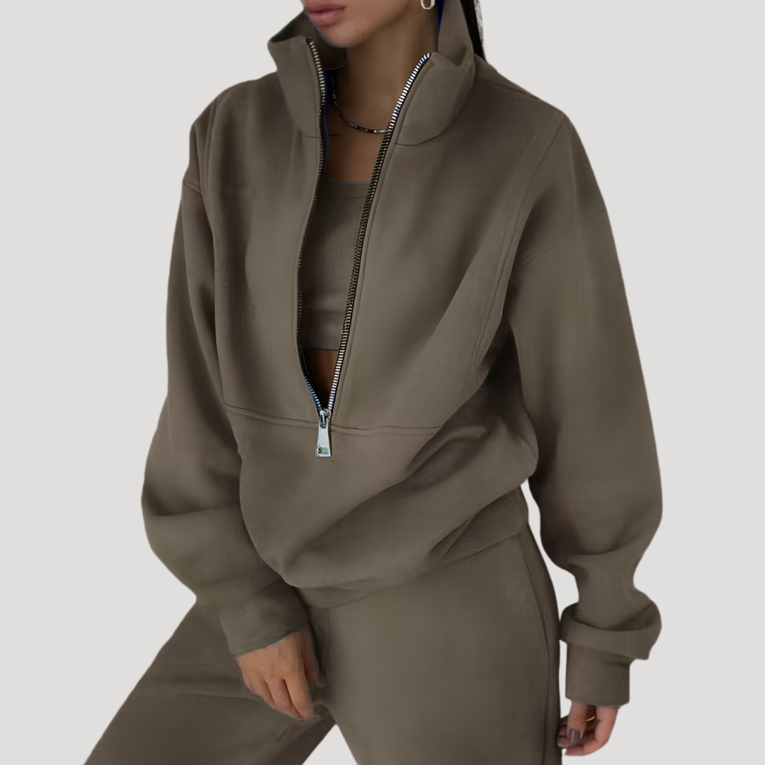 Women's Half-Zip Sweatshirt and Pants Set