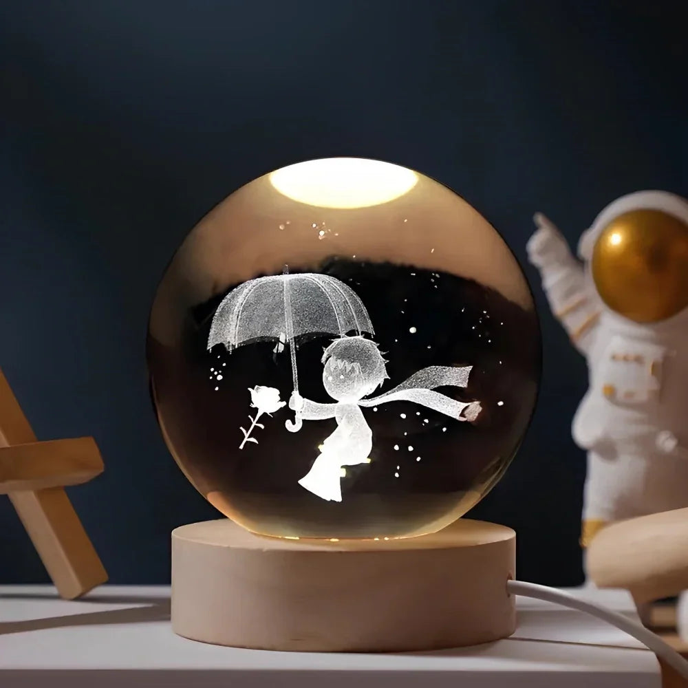 Glowing Crystal Ball with 3D Engraving Night Light