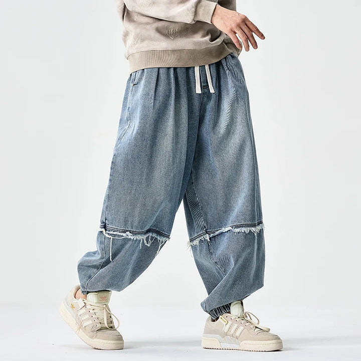 Brennan Stylish Denim Joggers with Wide Legs, view 5 - Elena Harper