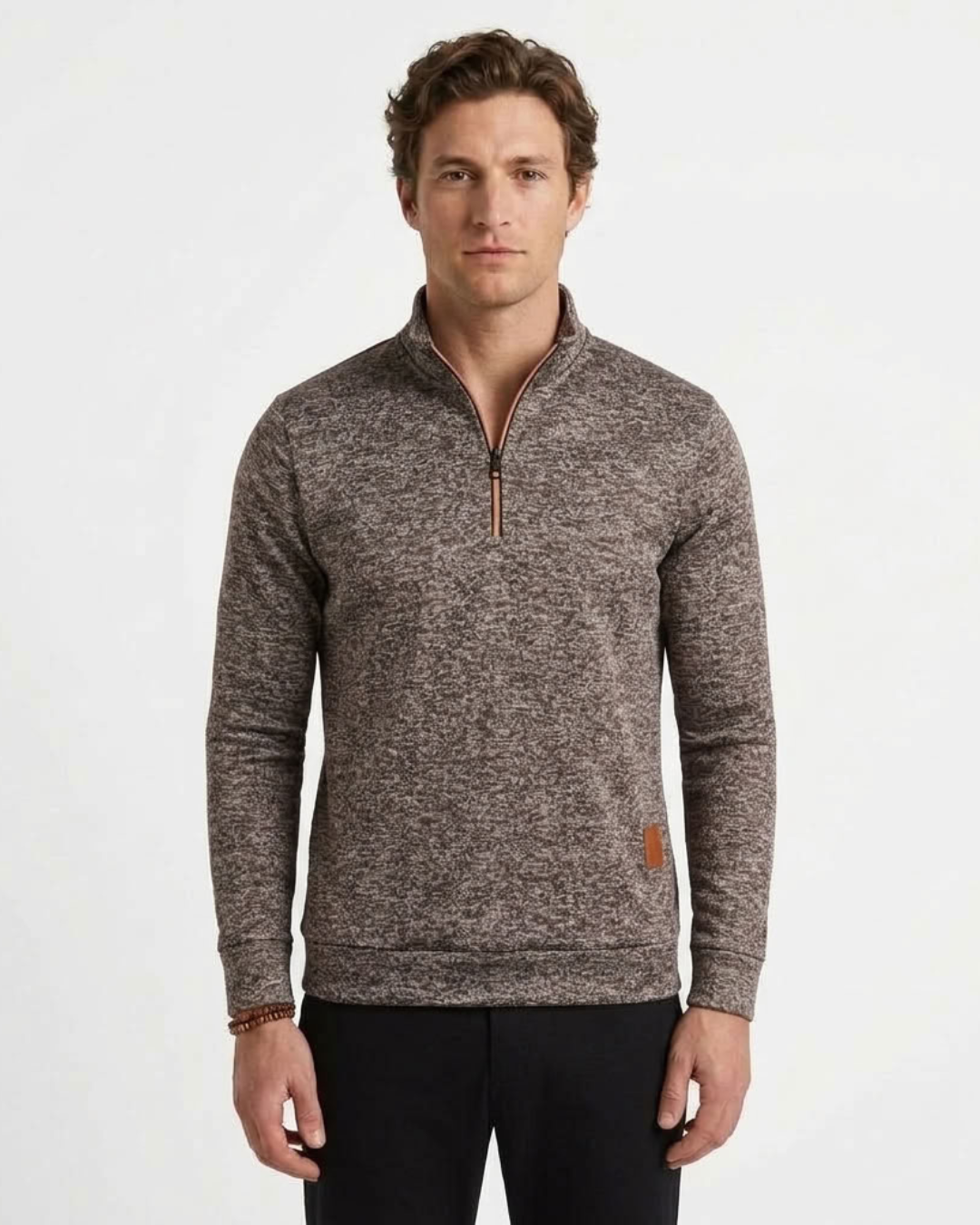 Zip Neck Sweater with Long Sleeves, view 4 - Elena Harper