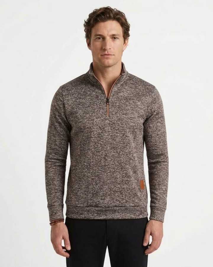 Zip Neck Sweater with Long Sleeves, view 4 - Elena Harper