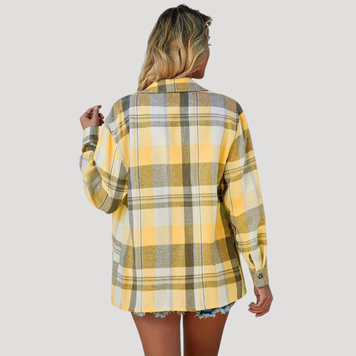 Casual Button-Up Checkered Shirt for Women