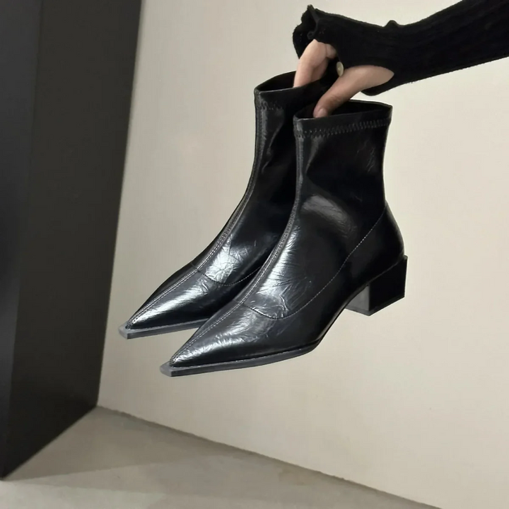 Daniela Elegant Women's Ankle Boots with Pointed Toe and Block Heel, view 3 - Elena Harper