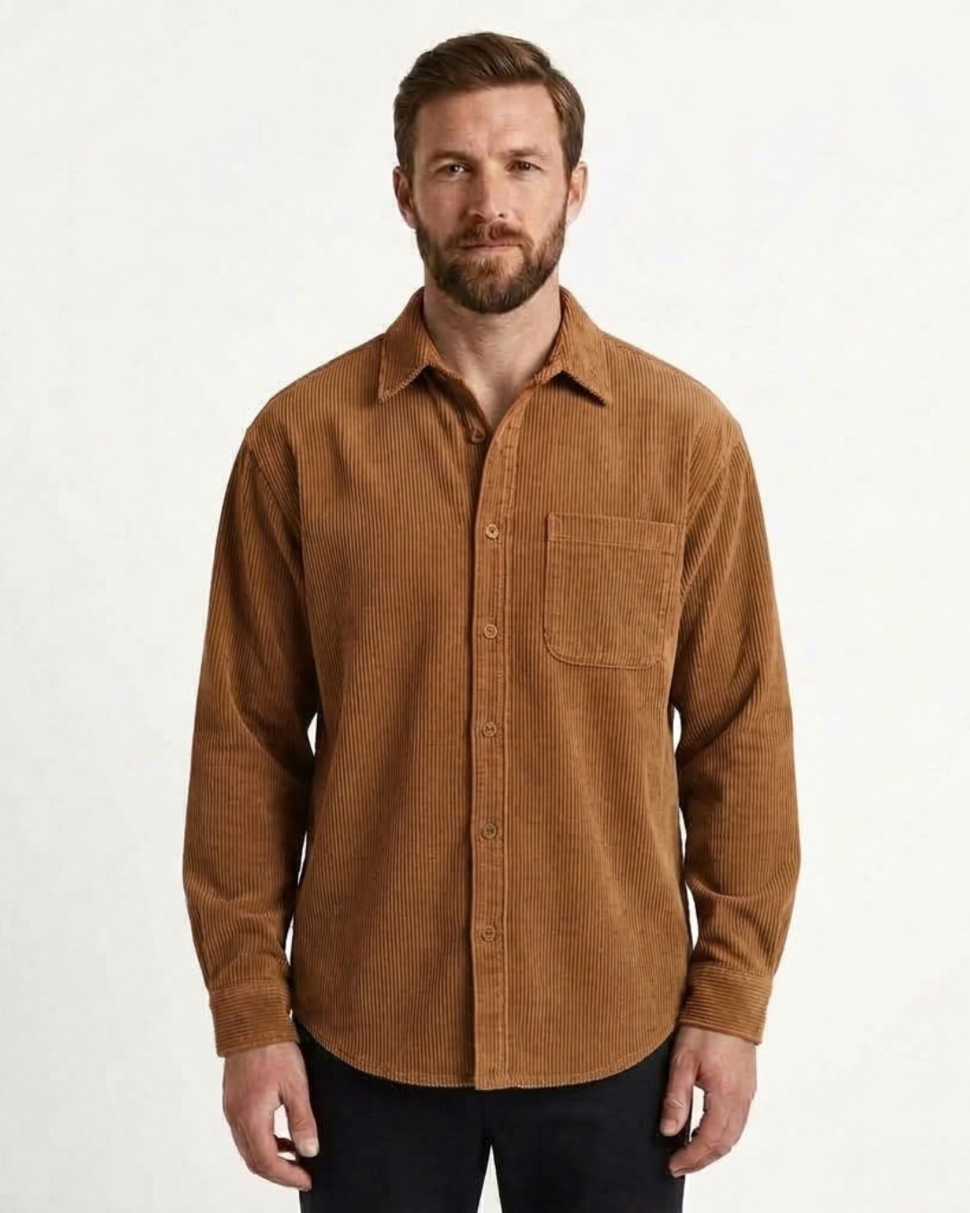 Textured Button-Front Overshirt For Men