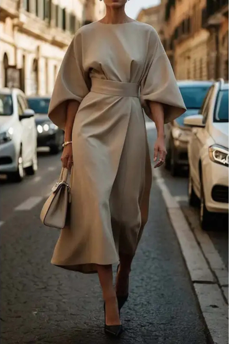 Mira™ | Elegant Midi Dress with Belt
