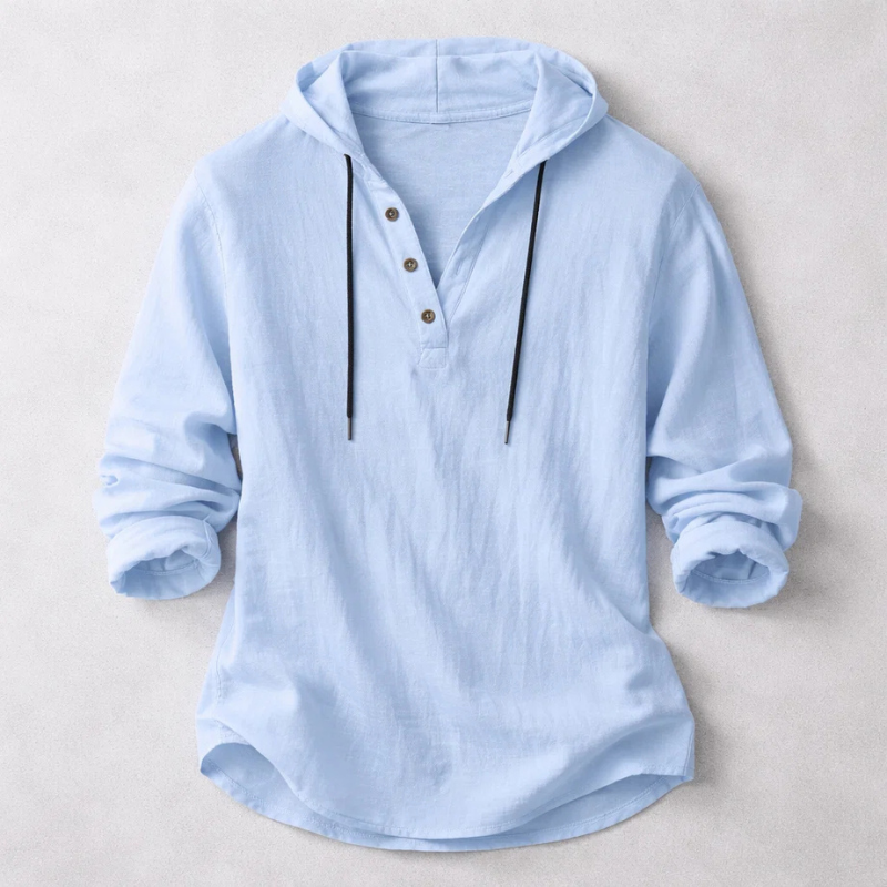 Men's Long Sleeve Hooded Henley Shirt