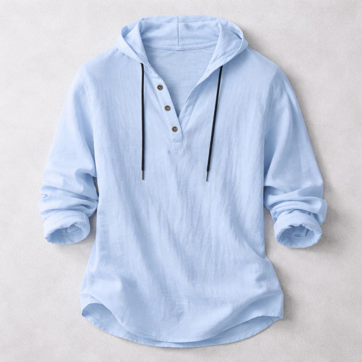 Men's Long Sleeve Hooded Henley Shirt