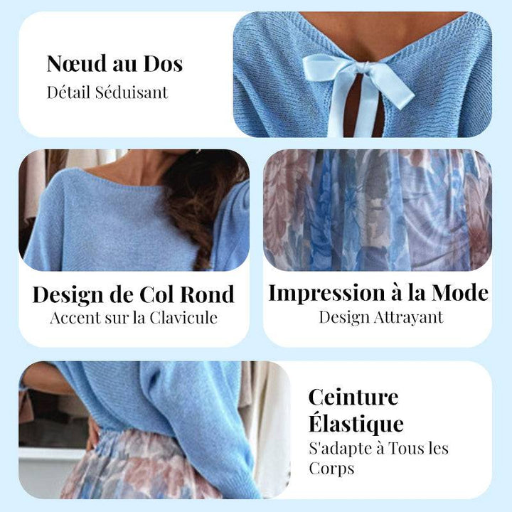 Yael™ blue luxurious fabric set with bow, Emma & Rose Durban Vêtements & Accessoires, soft and elegant clothing and accessories.
