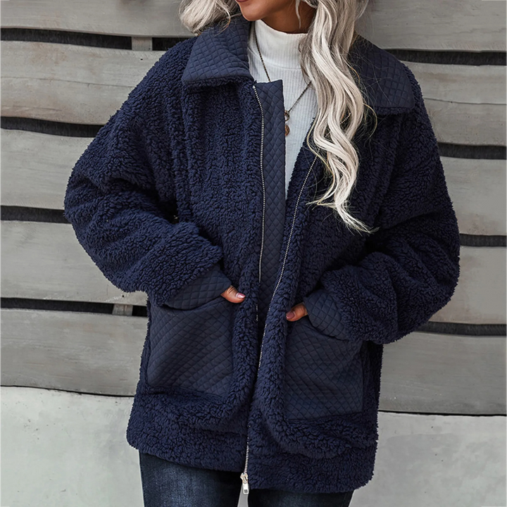 Ladies Teddy Coat Quilted with Zipper and Pockets