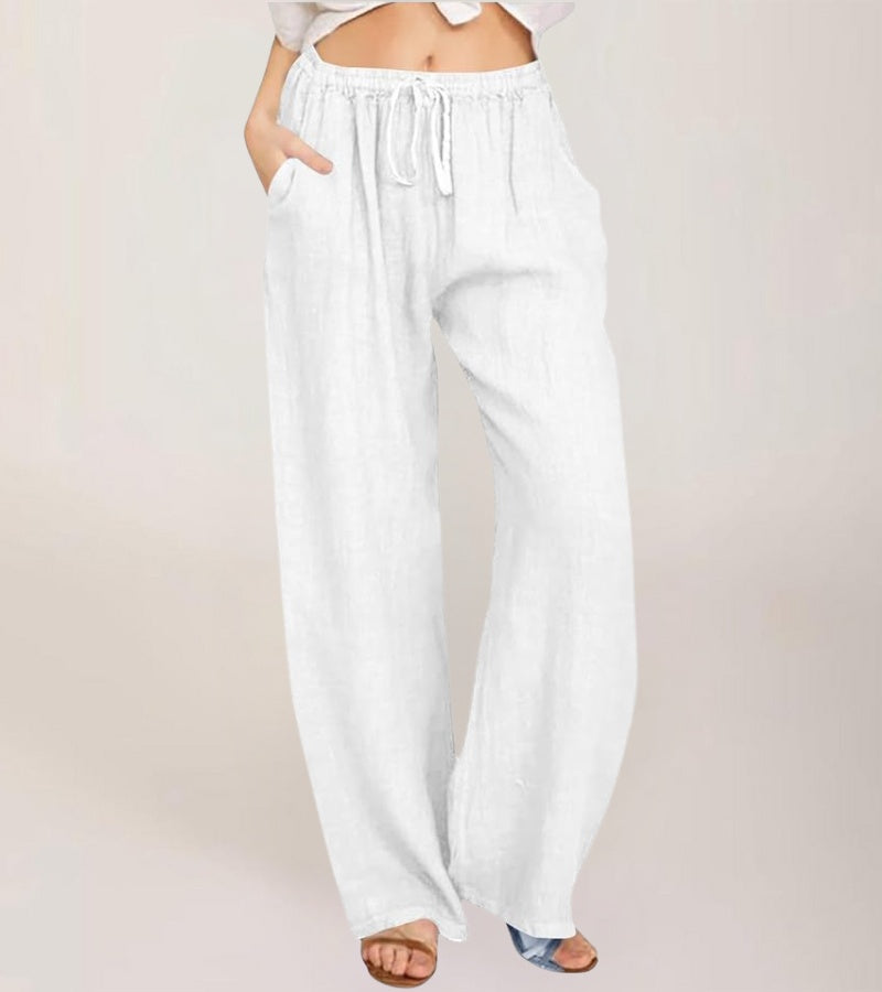 Casual Wide-Leg Cotton Pants for Women Lightweight High-Waisted Summer Pants, view 5 - Elena Harper