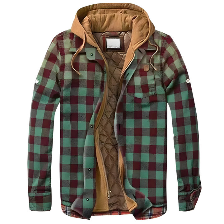 Bram Comfortable Patchwork Jacket with Hood, view 6 - Elena Harper