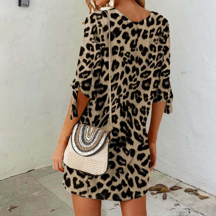 Leopard Print Mini Dress Summer Dress, view 2 - Elena Harper