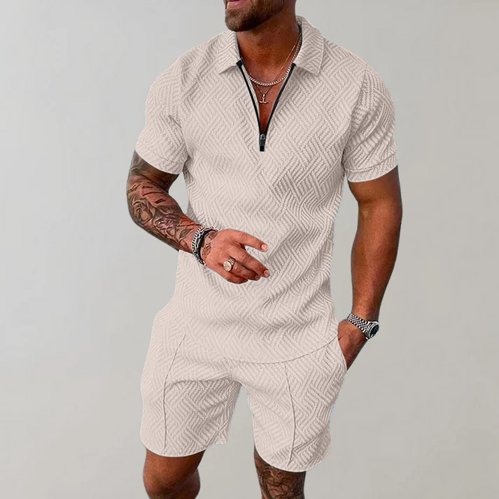 Noah | Modern Polo Shirt and Shorts Set with Sporty Zip Collar
