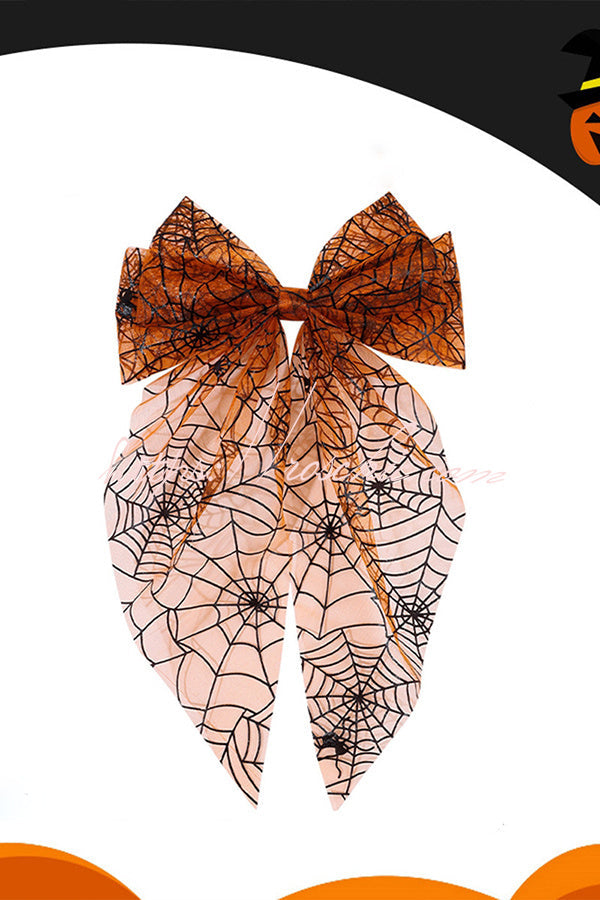 Large Halloween Mesh Bow Hair Clip