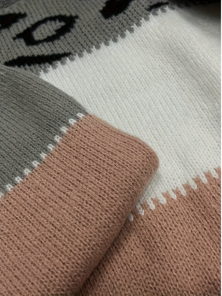 Tamsin Patterned Colour-Block Sweater, view 7 - Elena Harper