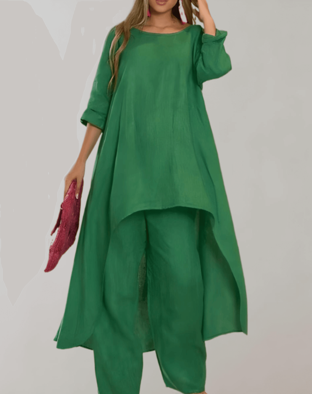 Women's 2-Piece Asymmetric Tunic Dress and Pants Set