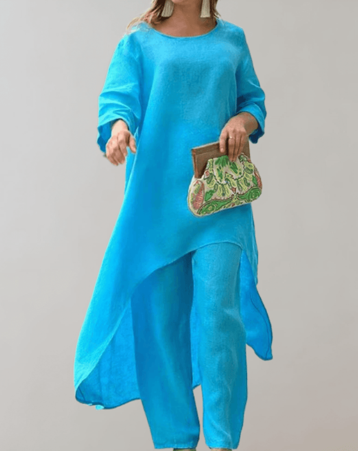 Women's 2-Piece Asymmetric Tunic Dress and Pants Set
