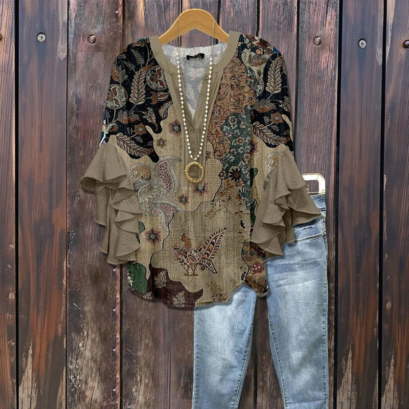 Lyna Vintage-Casual Blouse, view 2 - Elena Harper