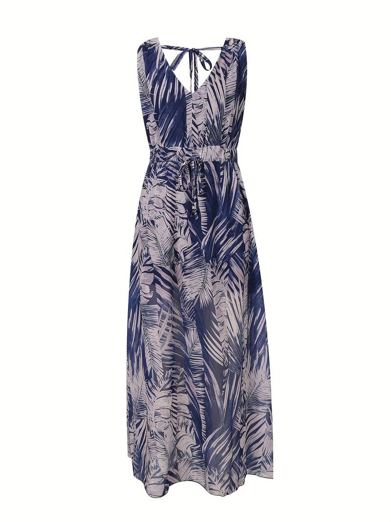 Abitha - Bohemian dress with cord and tropical print