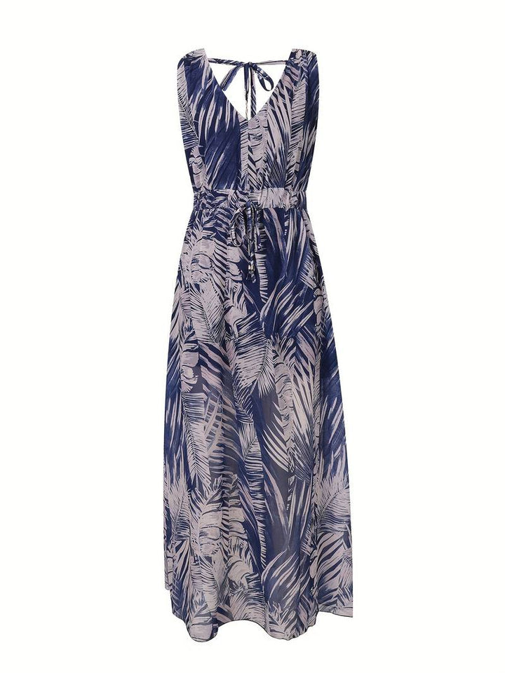 Abitha - Bohemian dress with cord and tropical print