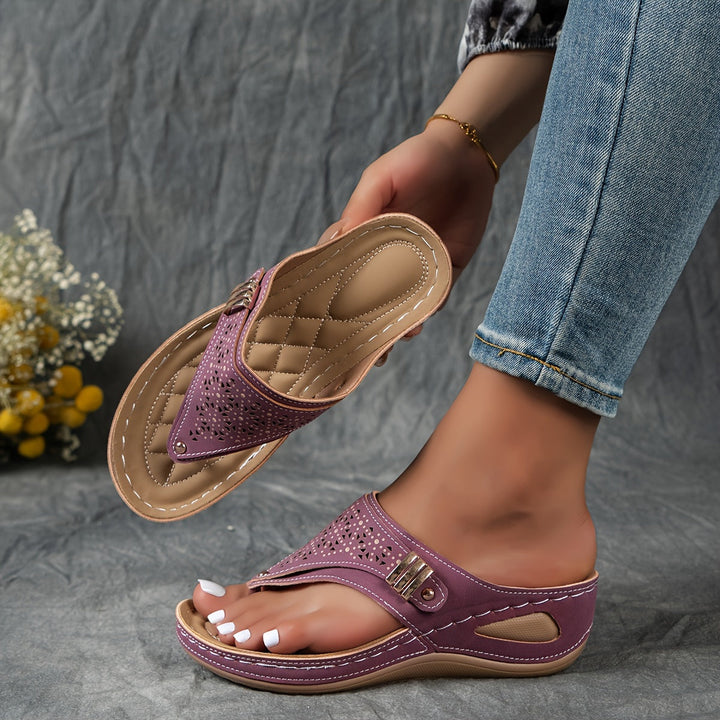 Platform wedge flip-flops adorned with pearls for women Montarello