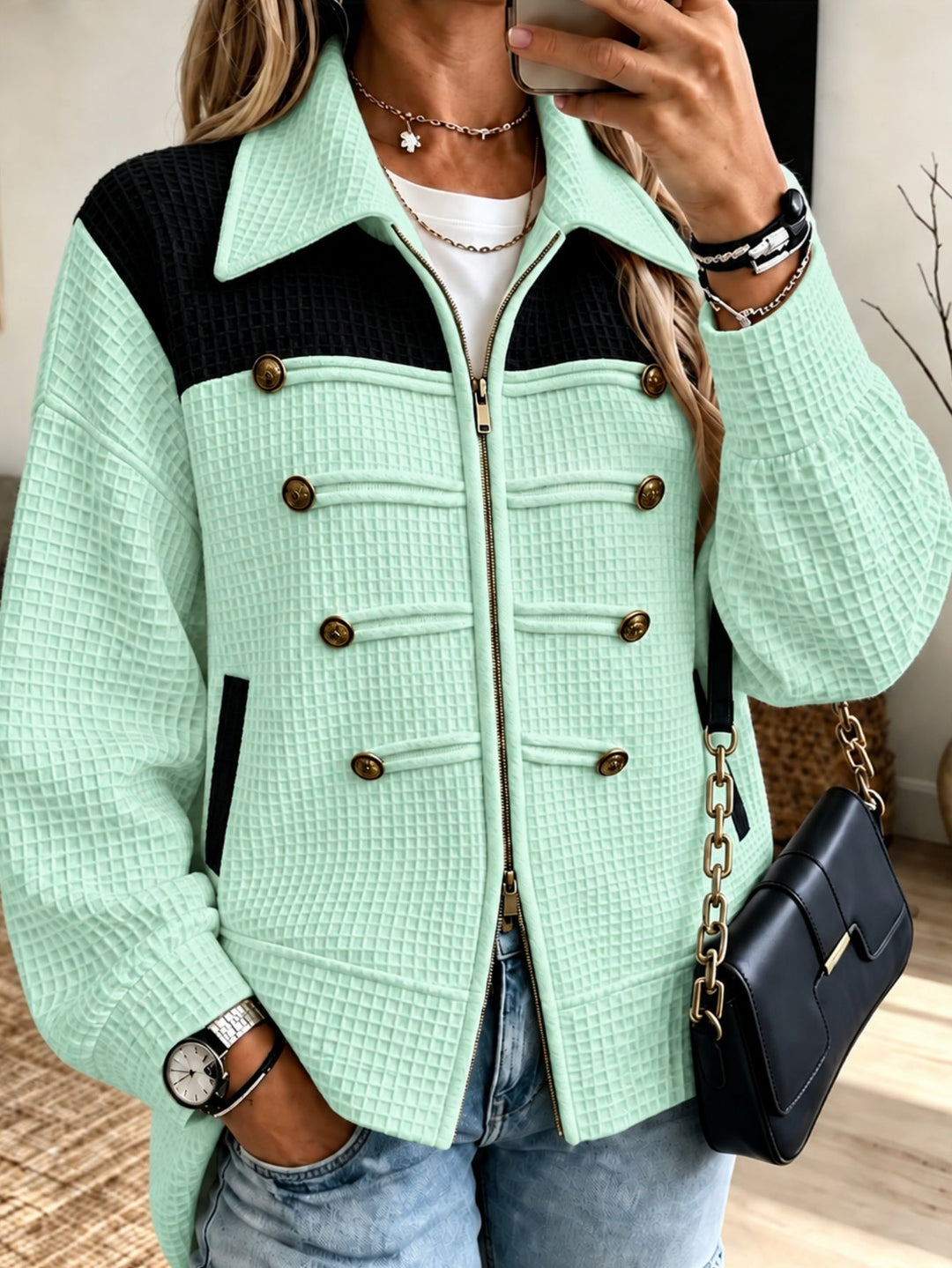 Women's Casual Jacket with Pockets - Practical and Modern