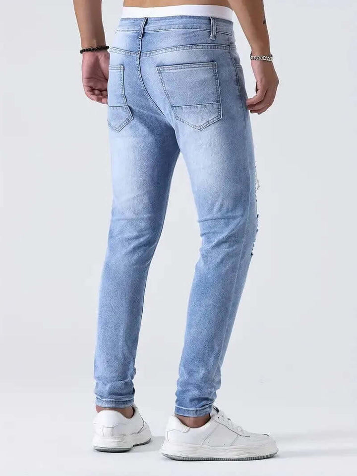 Men's Slim Fit Stretch Ripped Jeans, view 5 - Elena Harper