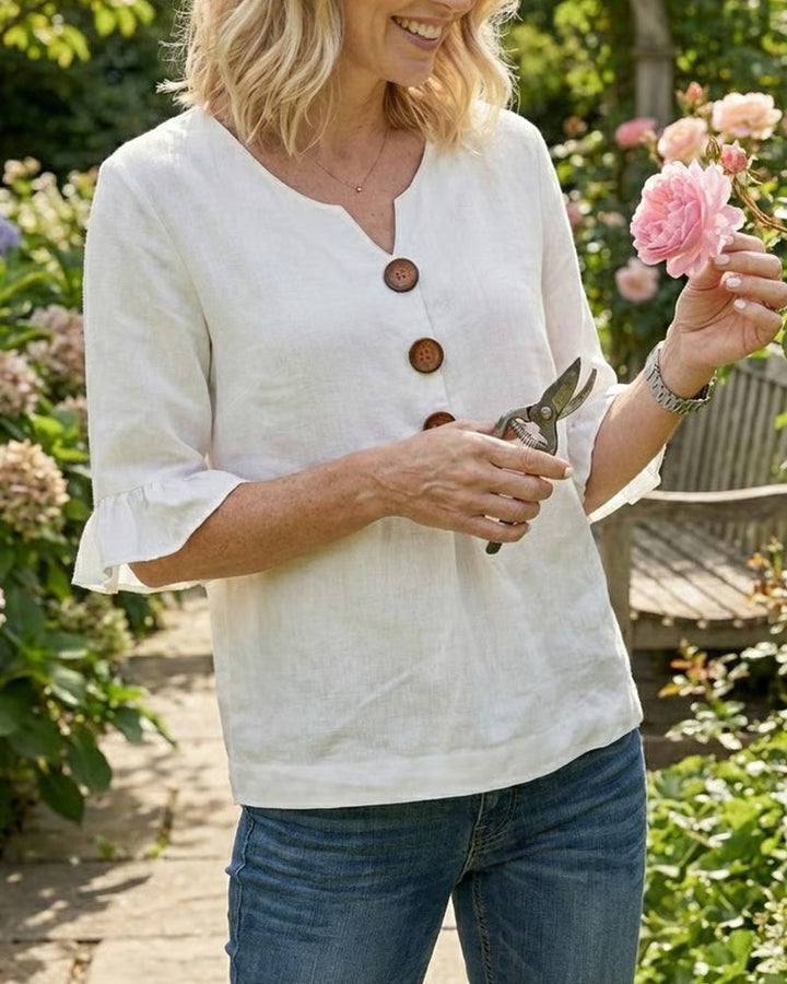 Amelie Belly-Camouflaging Blouse with Buttons, view 5 - Elena Harper