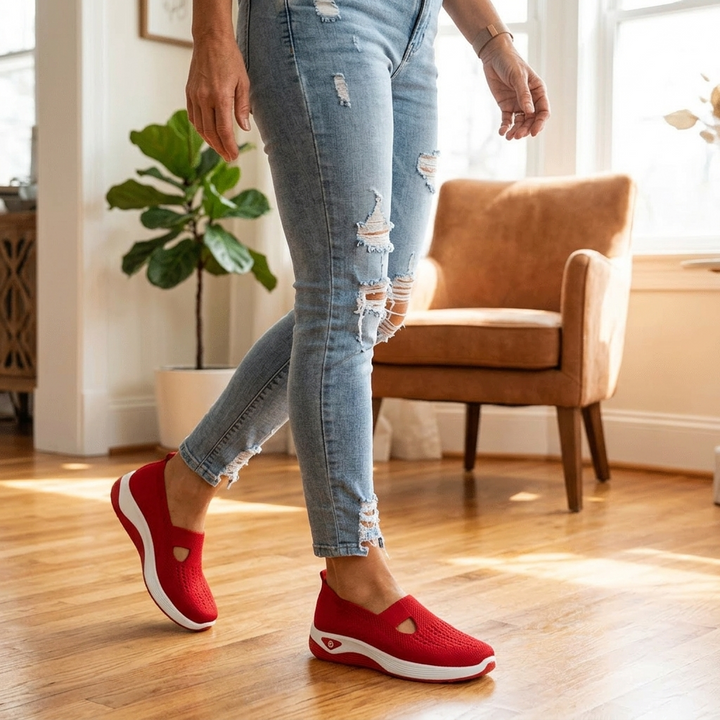Amelia Breathable Slip-On Sneakers with Cushioned Platform Sole, view 5 - Elena Harper