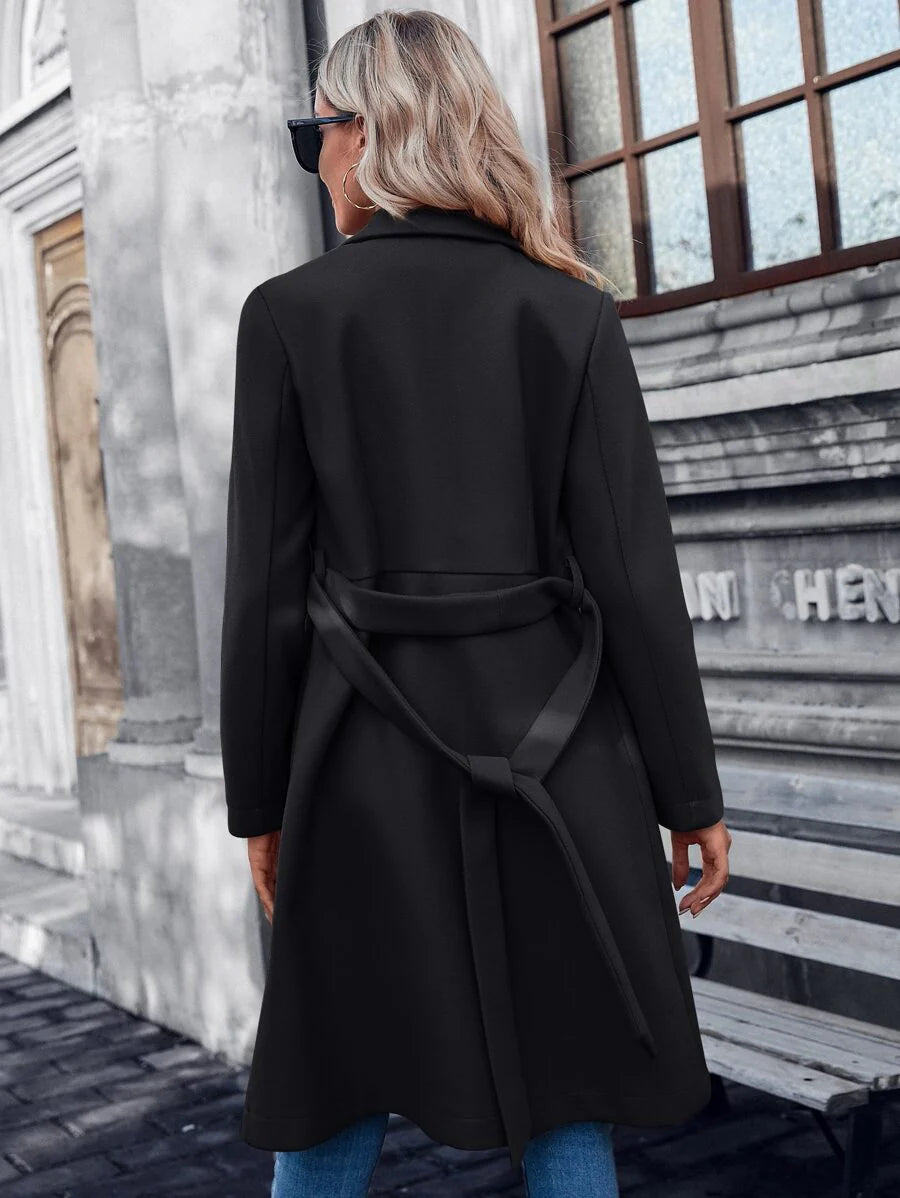 Women's Regular Fit Padded A-Line Coat with Double Buttons