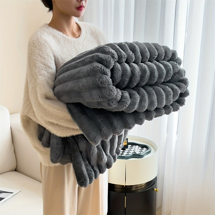 Faux Rabbit Fur Blanket Super Soft and Warm Suitable for Home or On-the-Go, view 5 - Elena Harper