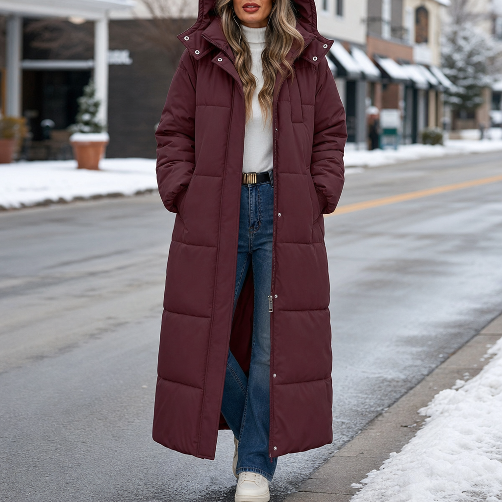 Elise | Long and Elegant Women's Puffer Jacket with Hood