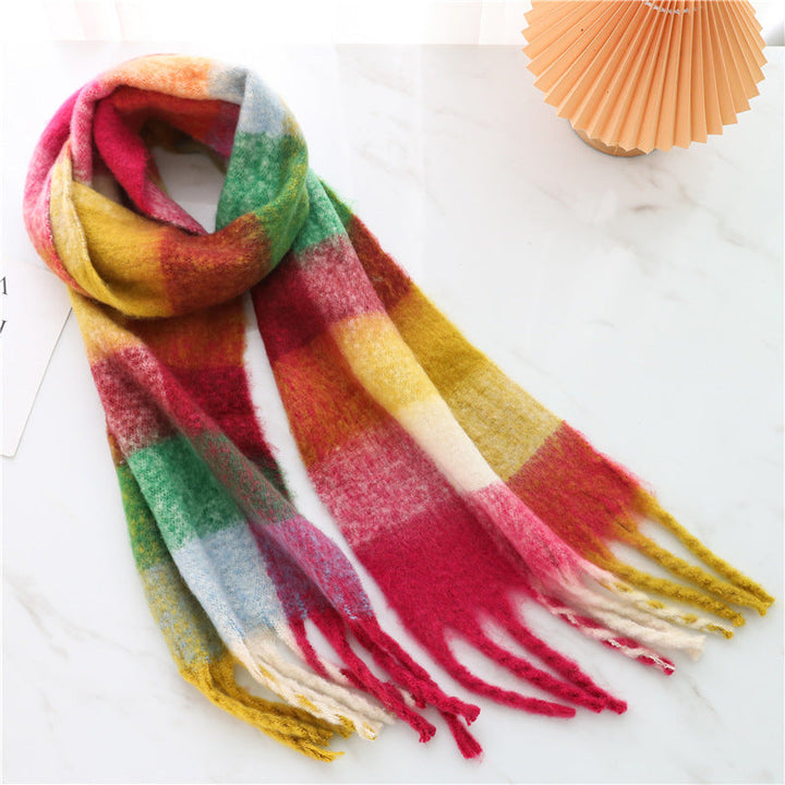 Wide Check Scarf for Women - Freya