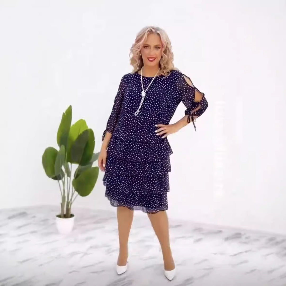 Antonia Elegant Autumn Dress, view 5 - Elena Harper