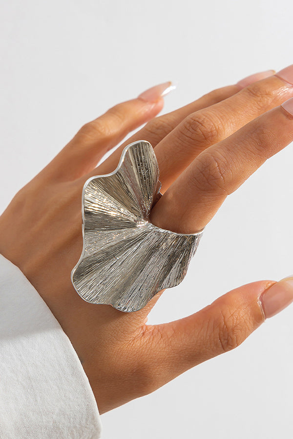 Fashion Irregular Ginkgo Leaf Shape Alloy Ring