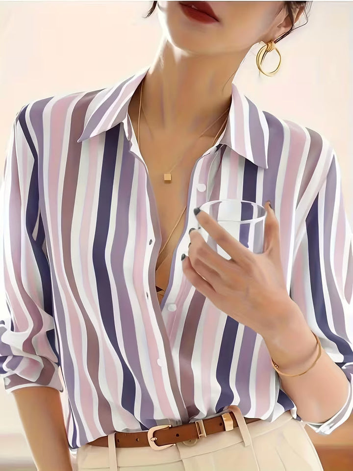 Women's Striped Button-Up Shirt: Effortless Casual Elegance