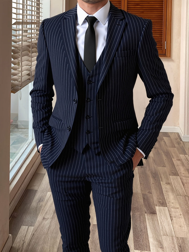 Sullivan Pinstripe Three-Piece Suit, view 7 - Elena Harper