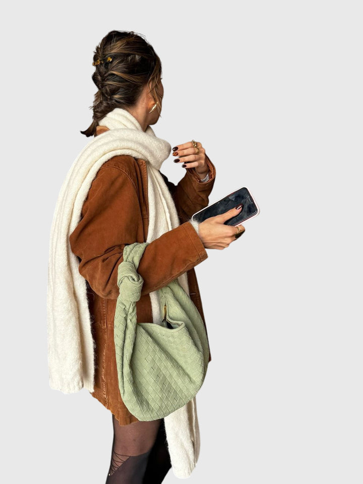 Medium Women's Braided Suede Bag – Elegant Everyday Knotted Style