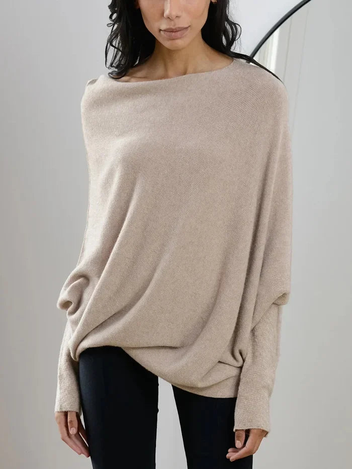 Asymmetrical Draped Sweater for Women - Fluid and Elegant