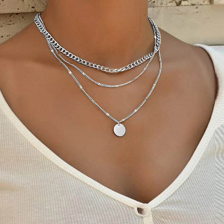 Women's Layered Chain Necklace Set - Gold & Silver Options