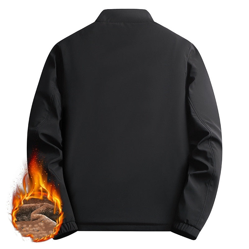 Men's Warm Zip-Up Jacket with High Collar