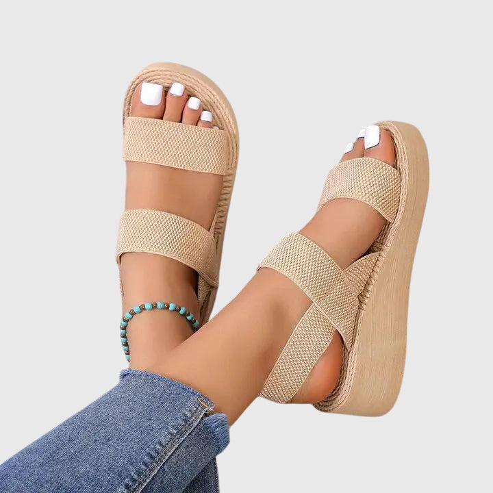 Women's Orthopaedic Platform Sandals with Two Wide Front Straps for Summer