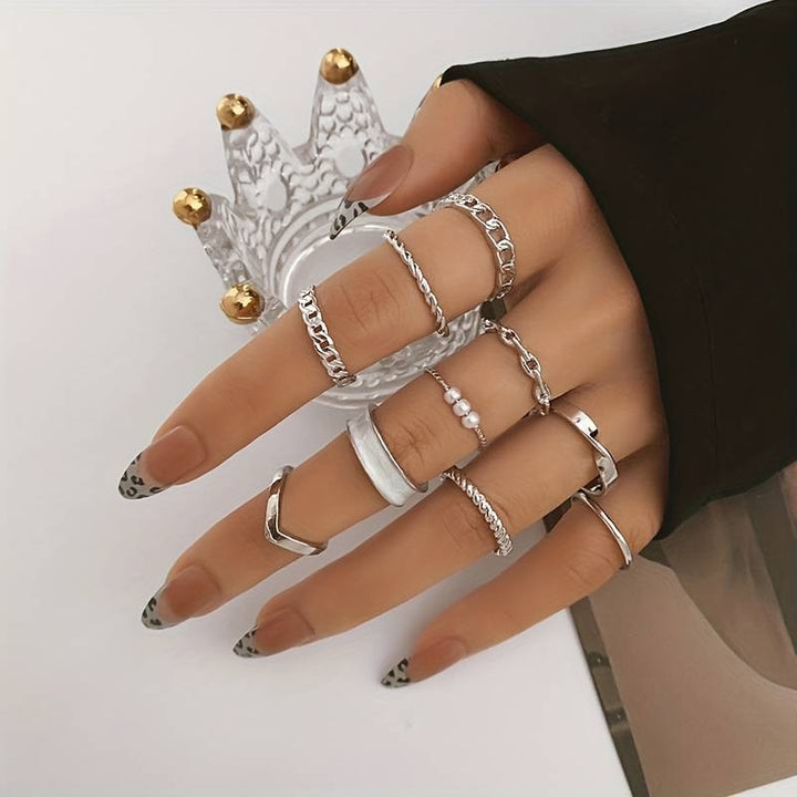 10 Pieces of Stacking Rings Mixable Rings, view 3 - Elena Harper