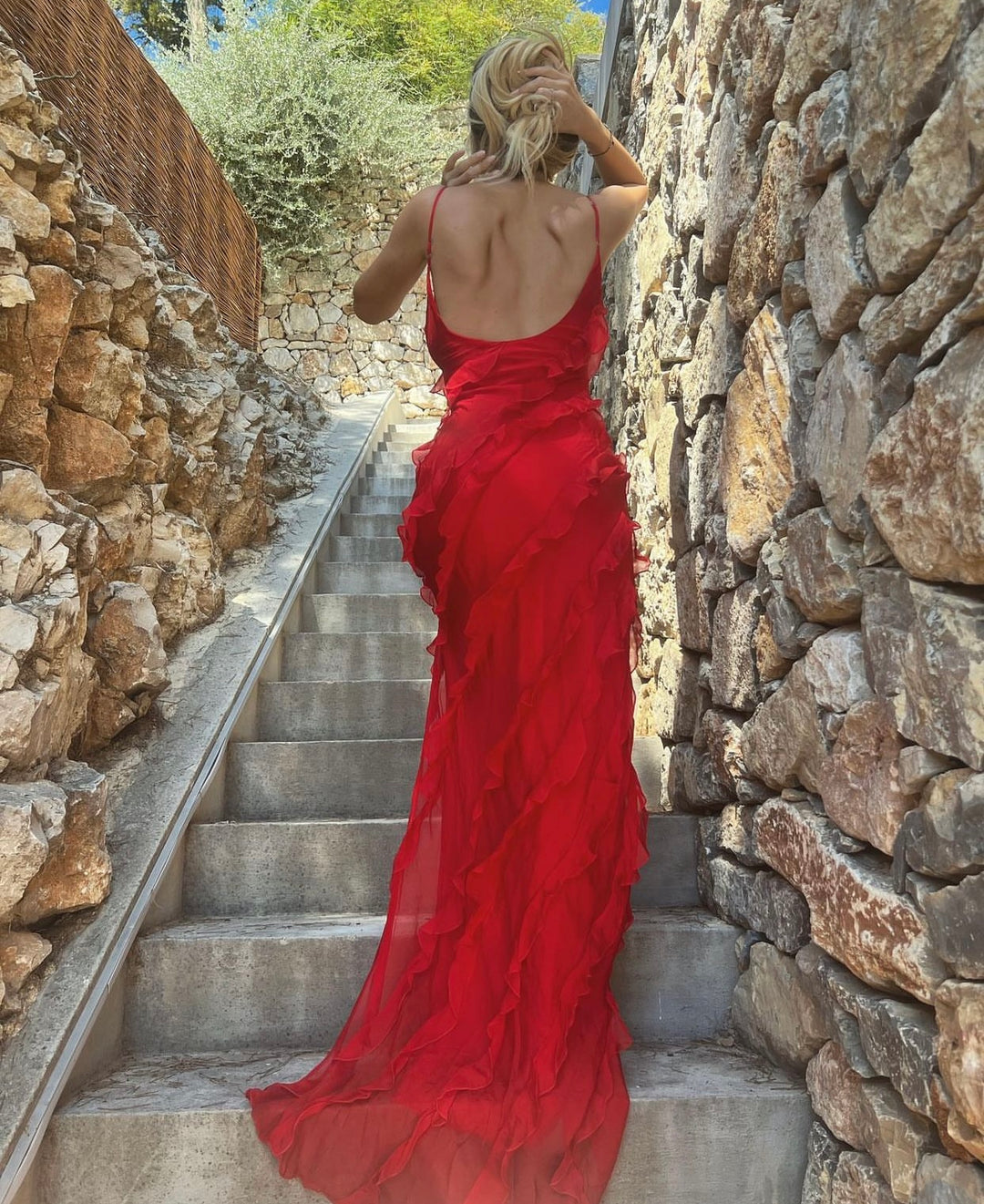 Sara Ruffled Maxi Dress, view 9 - Elena Harper
