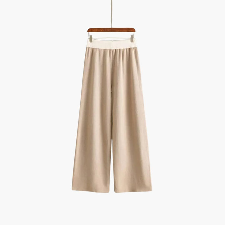 Nora | Modern V-Neck Knit Set with Wide Pants
